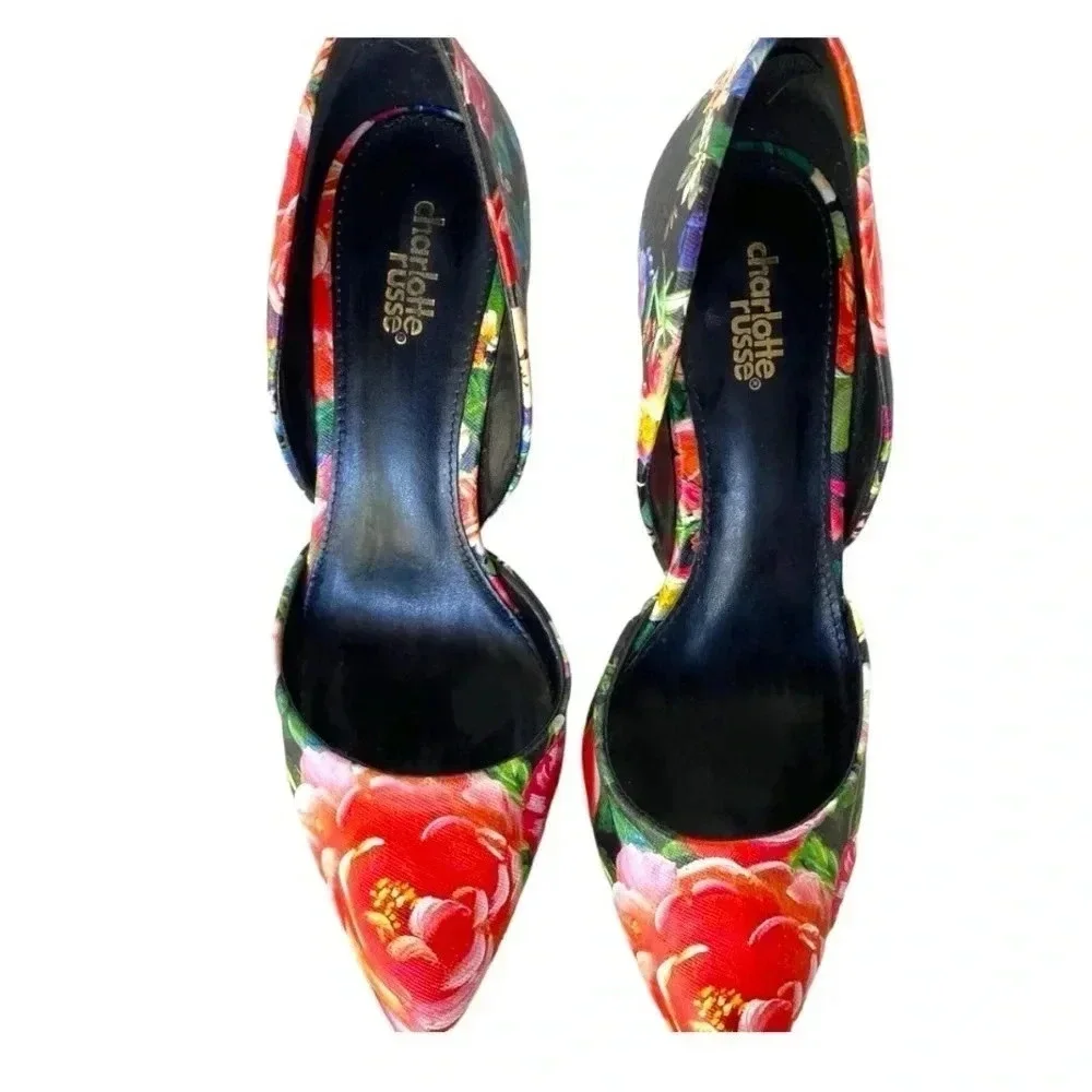 CHARLOTTE RUSSE | Varcityy Floral Multi D'Orsay Heels  Size 9